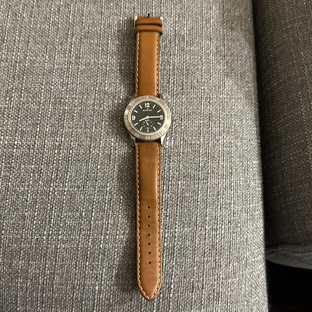 Movado brown leather watch